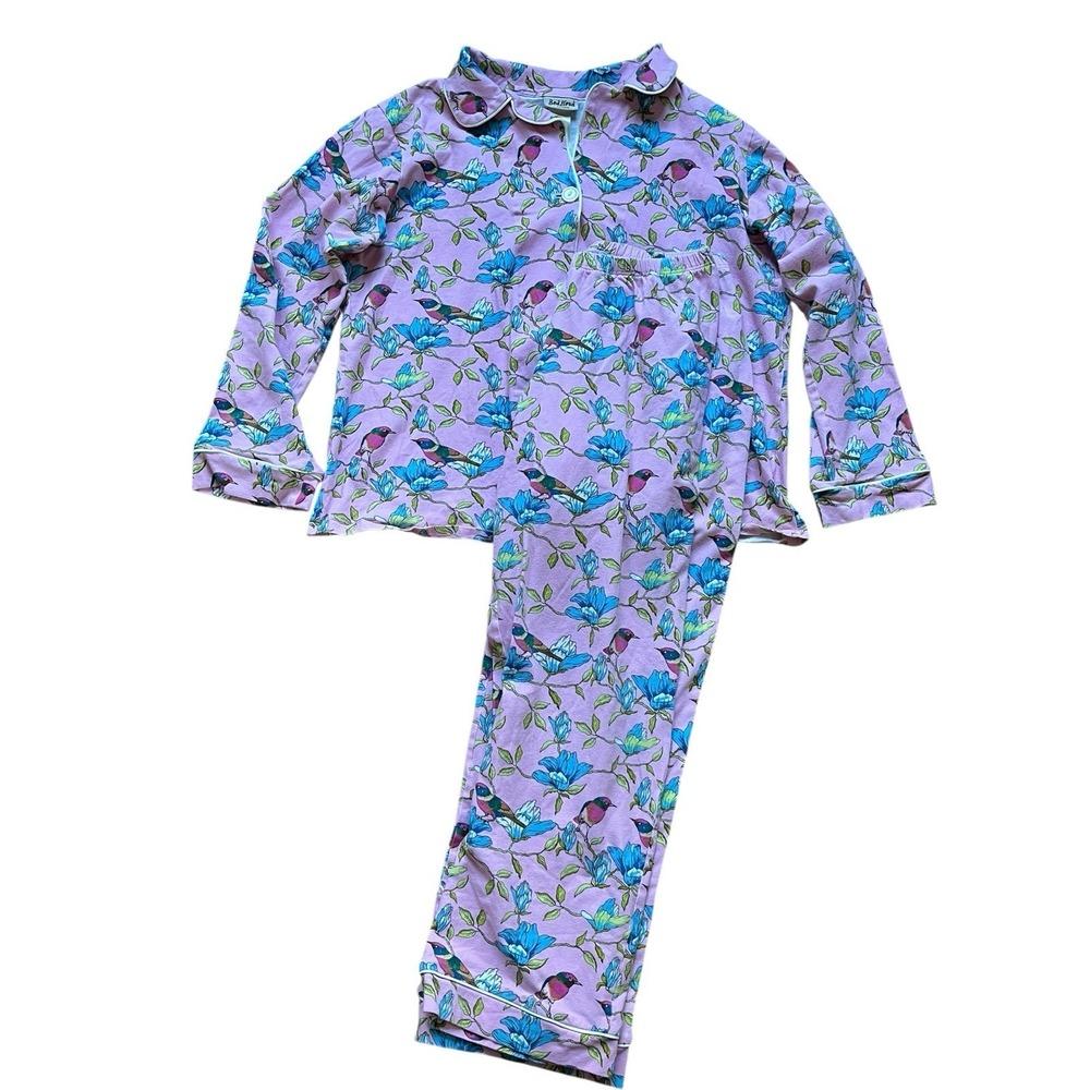 BedHead Women's Floral Print Long Sleeve Button Up Pajama Set, Size XL